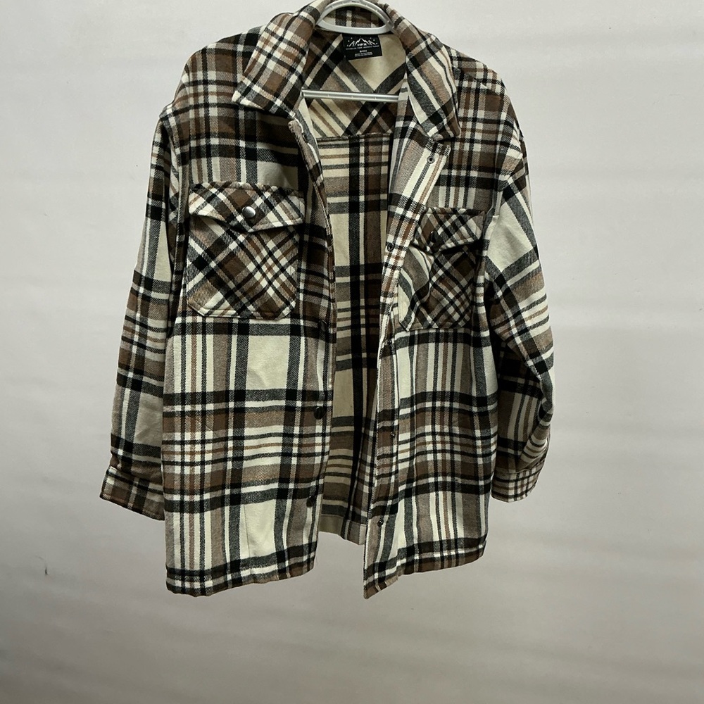 Oversized Plaid Button-Up Shacket - never worn